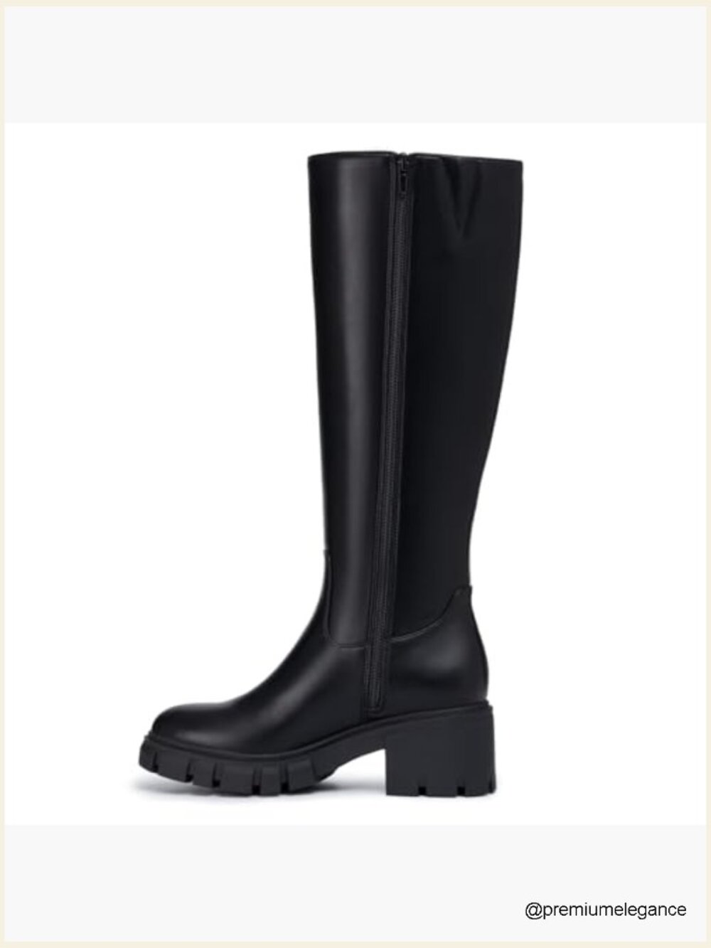 Round Toe Chunky Lug Sole Platform Knee High Boots Winter Tall Boots - Picture 3 of 7